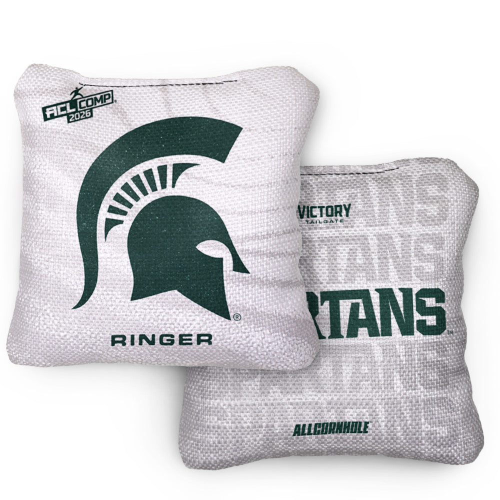 2026 Michigan State Spartans RINGER™️White ACL Comp Cornhole Bags – Set of 4 Bags
