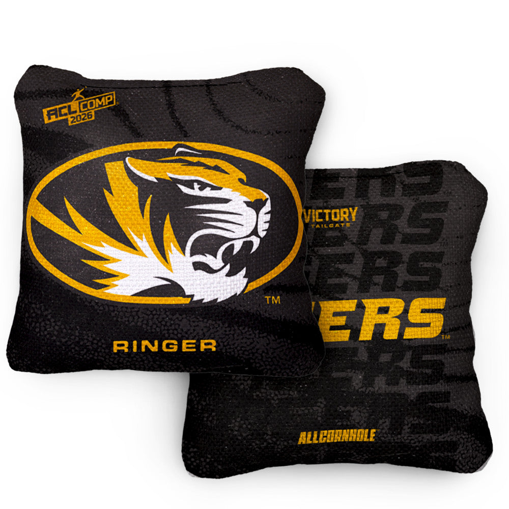 2026 MIZZOU Tigers RINGER™️Black ACL Comp Cornhole Bags – Set of 4 Bags
