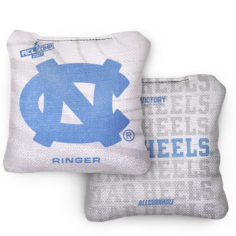2027 North Carolina Tar Heels RINGER White ACL Comp Cornhole Bags – Set of 4 Bags
