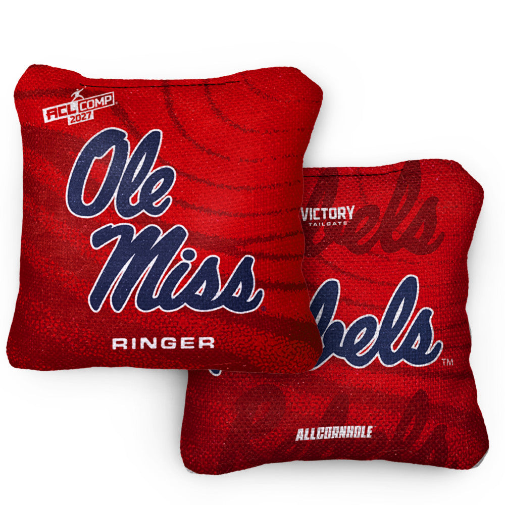 2027 Ole Miss Rebels RINGER Red ACL Comp Cornhole Bags – Set of 4 Bags