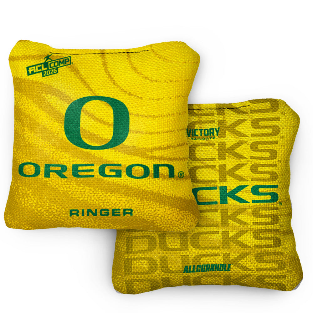 2026 Oregon Ducks RINGER™️Yellow ACL Comp Cornhole Bags – Set of 4 Bags