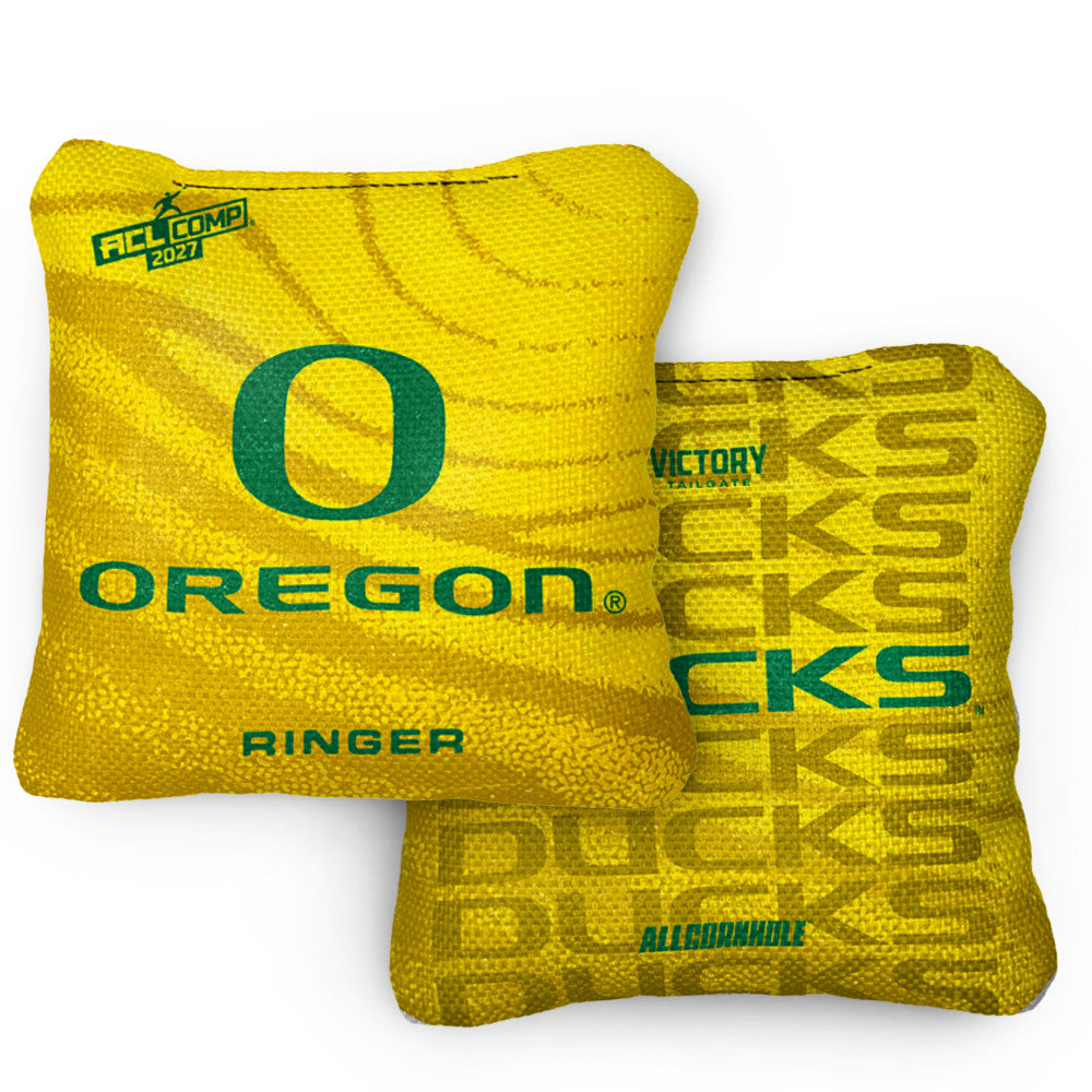 2027 Oregon Ducks RINGER Yellow ACL Comp Cornhole Bags – Set of 4 Bags