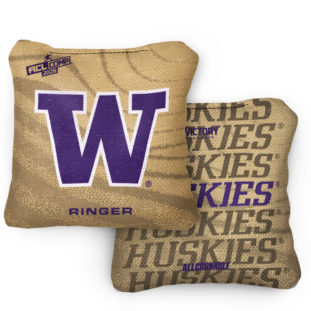2026 Washington Huskies RINGER™️Gold ACL Comp Cornhole Bags – Set of 4 Bags