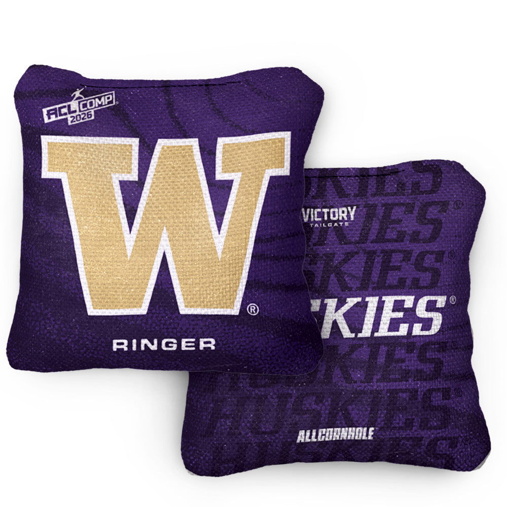 2026 Washington Huskies RINGER™️Purple ACL Comp Cornhole Bags – Set of 4 Bags