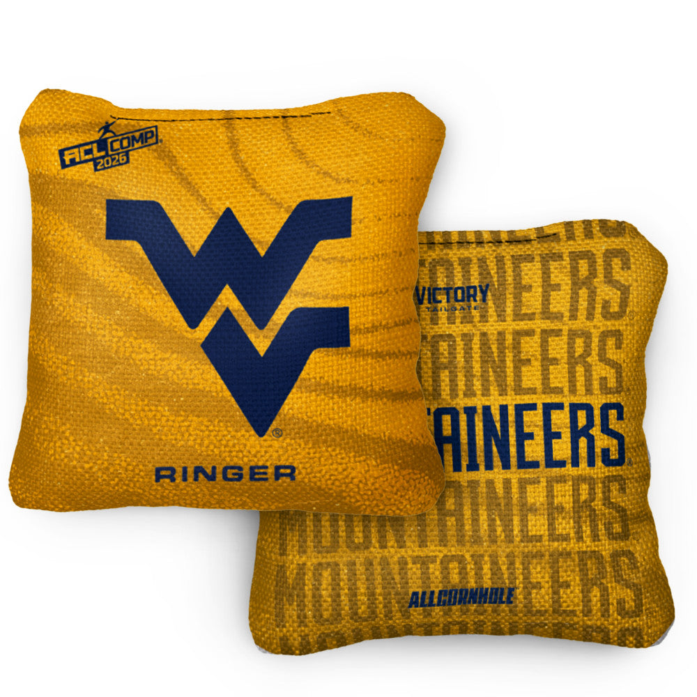 2026 West Virginia Mountaineers RINGER™️Gold ACL Comp Cornhole Bags – Set of 4 Bags