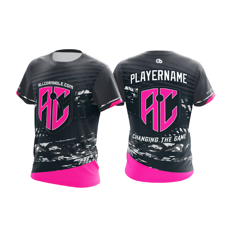 NEW Team Allcornhole Black/Pink Customized AllCornhole Jersey