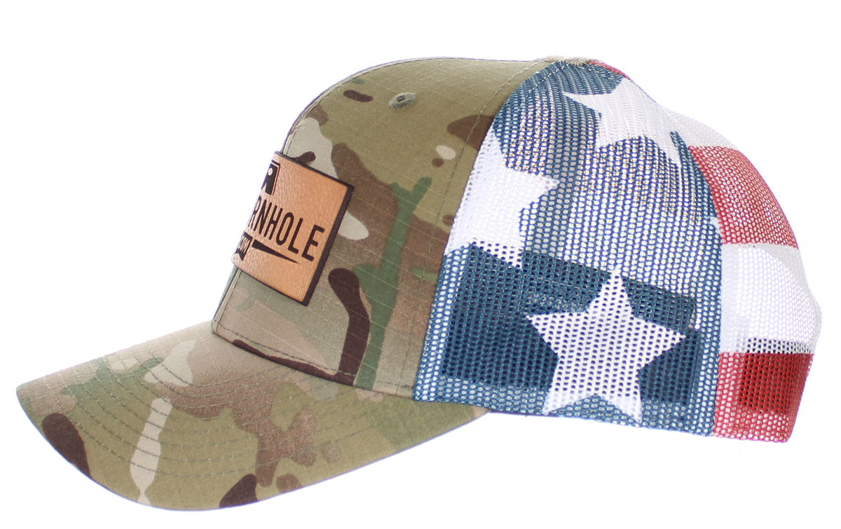 AllCornhole Curved Bill Camo/USA Snapback Hat with patch - Free Shipping