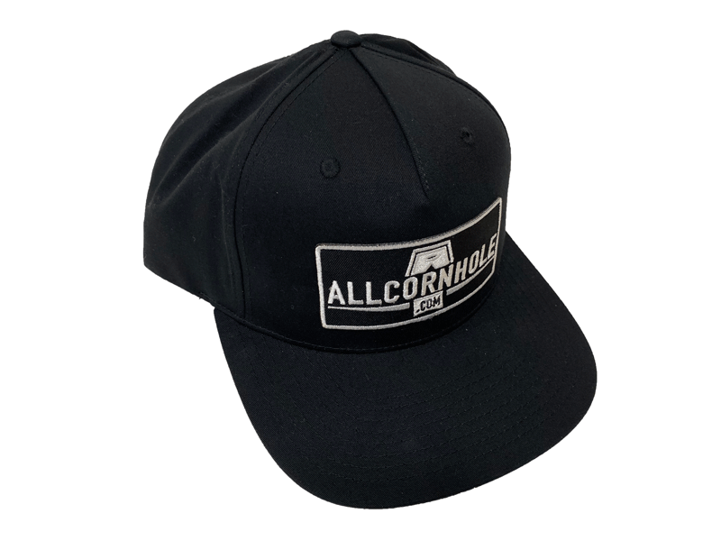 AllCornhole Flat Bill All Black Snapback  Hat with patch - Free Shipping