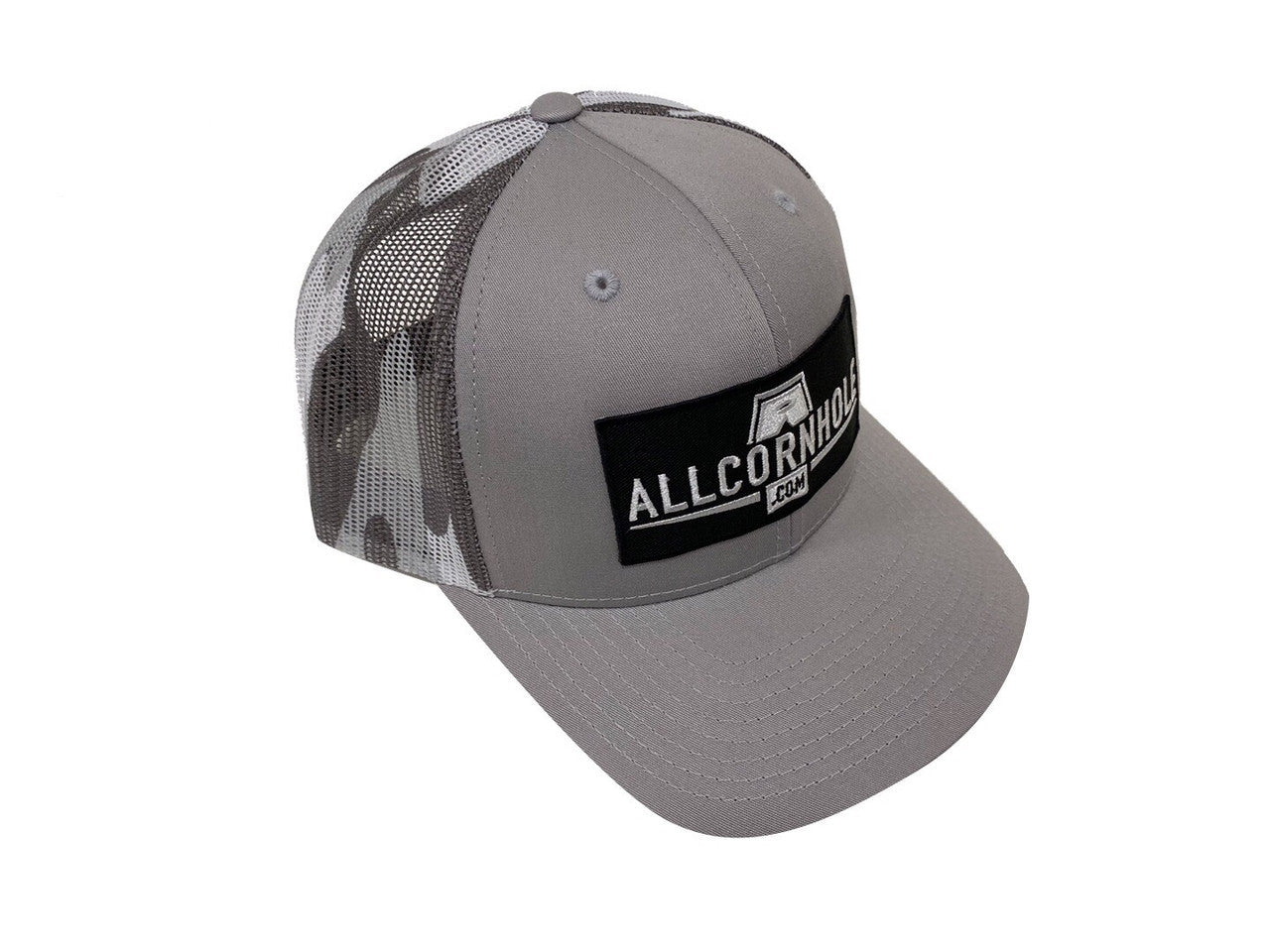 AllCornhole Curved Bill Gray Camo Snapback Hat with patch - Free Shipping