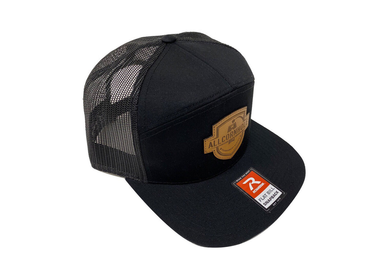 AllCornhole Flat Bill Black Snapback Hat with shield - Free Shipping