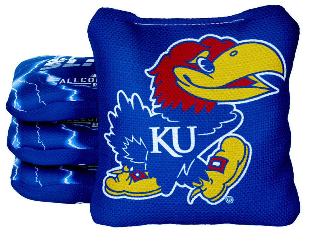 Officially Licensed Collegiate Cornhole Bags - All-Slide 2.0 - Set of 4 - University of Kansas