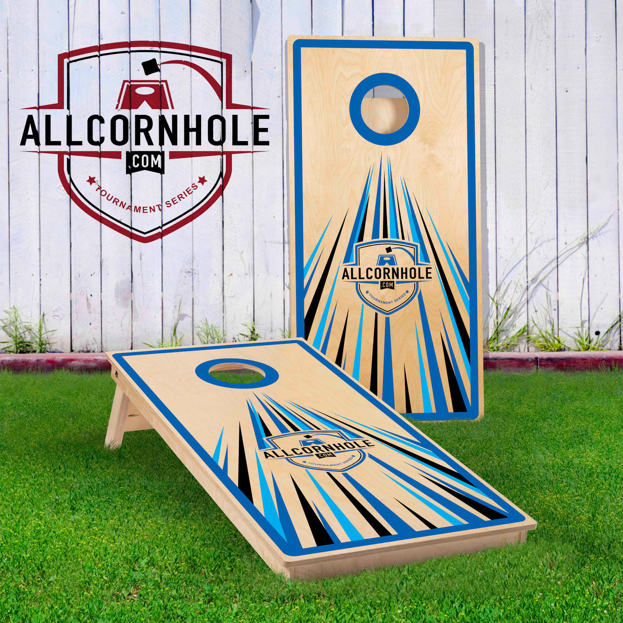 Allcornhole Directional Design COMP Cornhole Boards - Blue