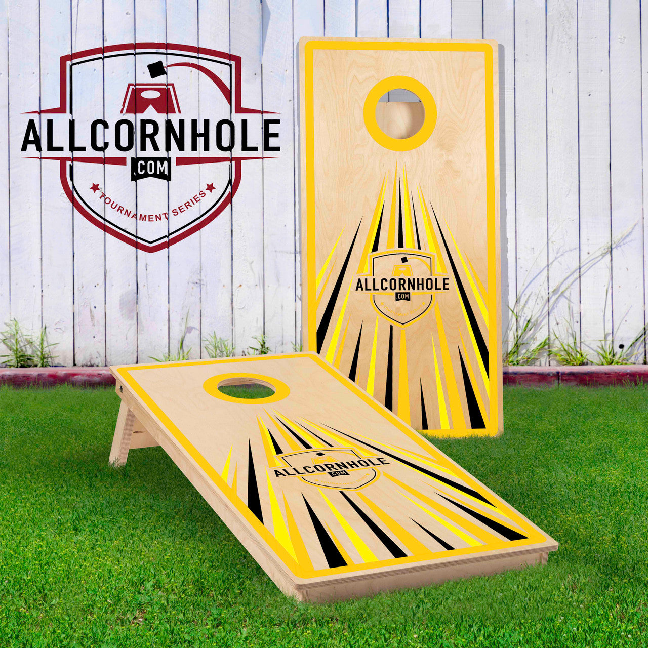 Allcornhole Directional Design COMP Cornhole Boards - YELLOW