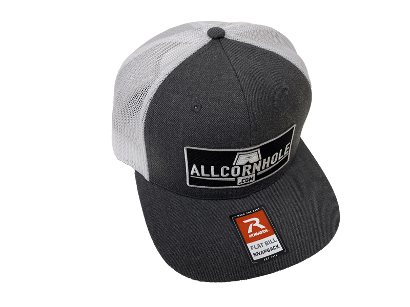 AllCornhole Flat Bill Gray Snapback  Hat with patch - Free Shipping